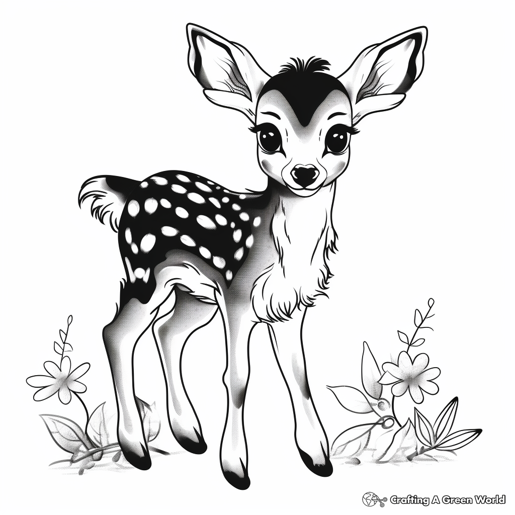 Baby Deer Fawn Coloring Pages 3