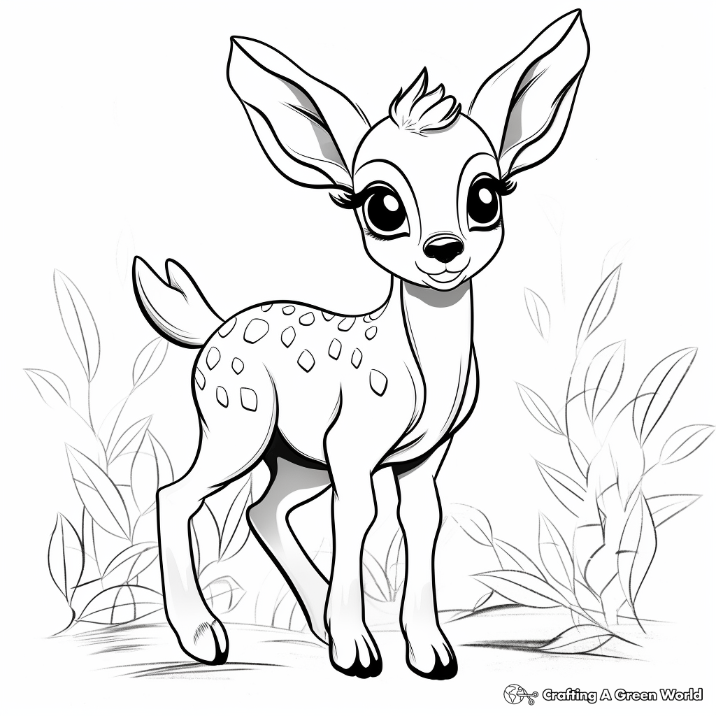 Baby Deer in the Forest Coloring Pages 1
