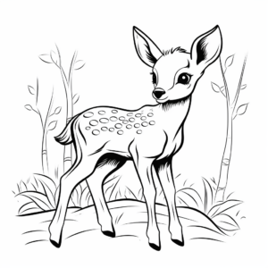 Baby Deer in the Forest Coloring Pages 3