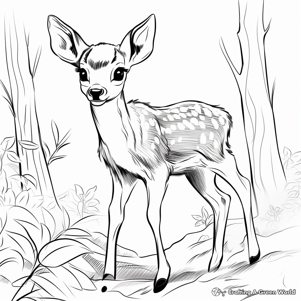 Baby Deer in the Forest Coloring Pages 4