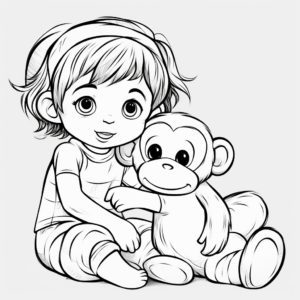 Baby Girl Zoo Monkey Coloring Pages 1