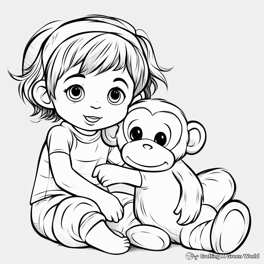 Baby Girl Zoo Monkey Coloring Pages 1