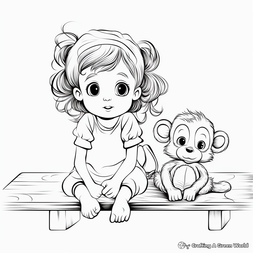 Baby Girl Zoo Monkey Coloring Pages 2