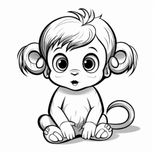 Baby Girl Zoo Monkey Coloring Pages 4