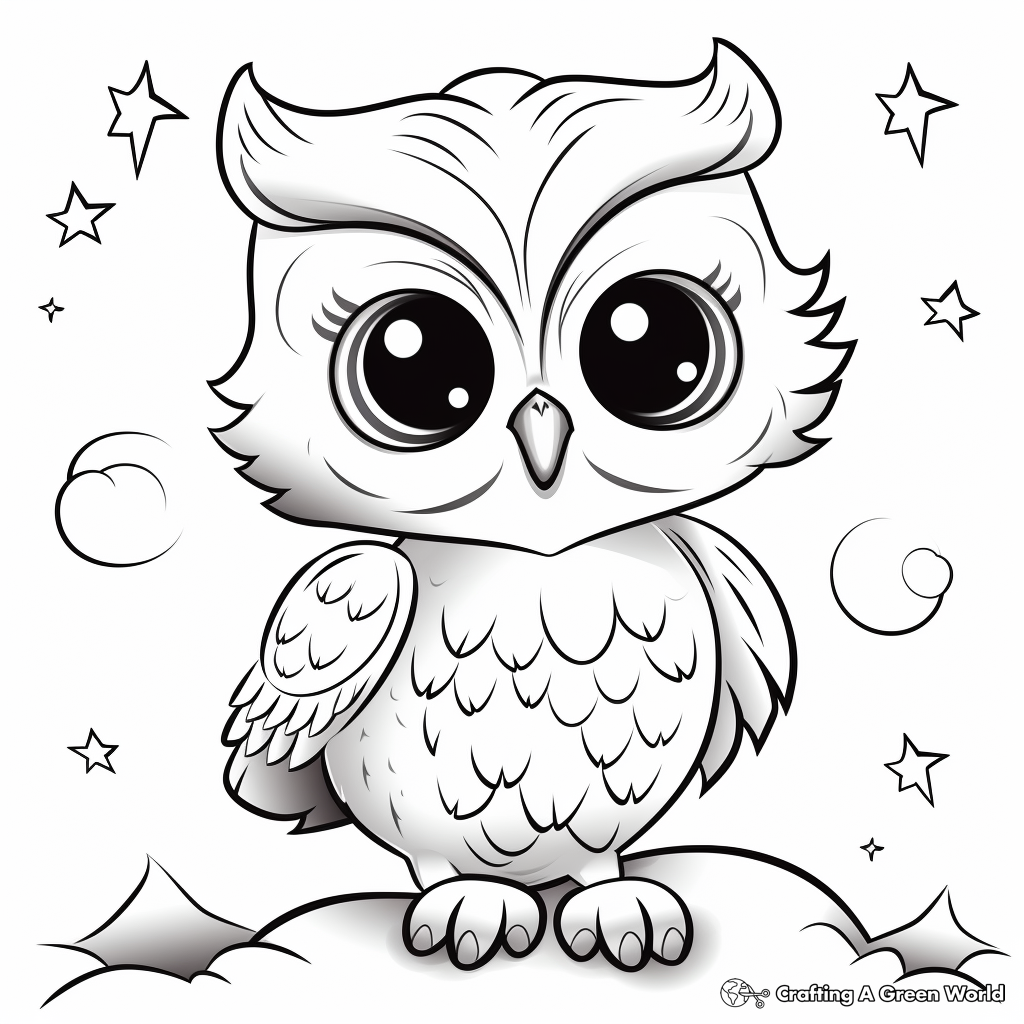 Baby Owl Night-Time Coloring Pages 1