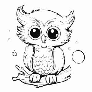 Baby Owl Night-Time Coloring Pages 2