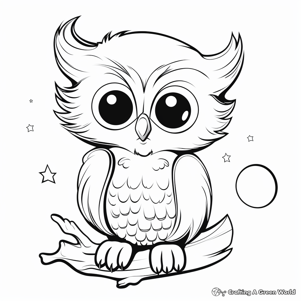 Baby Owl Night-Time Coloring Pages 2