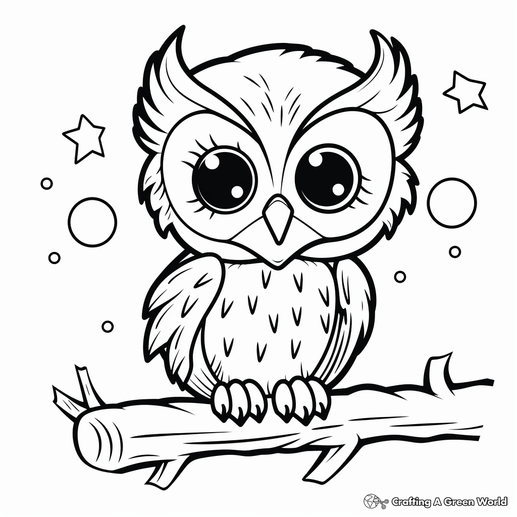 Baby Owl Night-Time Coloring Pages 3
