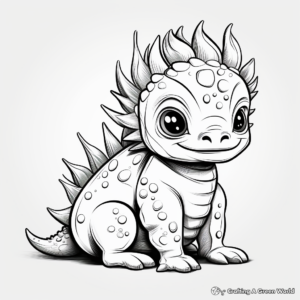 Baby Pachycephalosaurus Just Hatched Coloring Pages 2