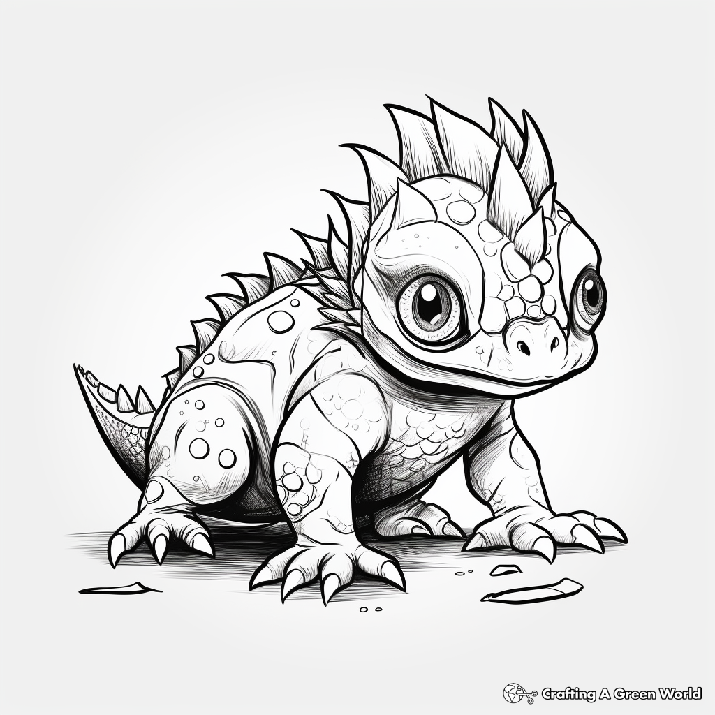 Baby Pachycephalosaurus Just Hatched Coloring Pages 3