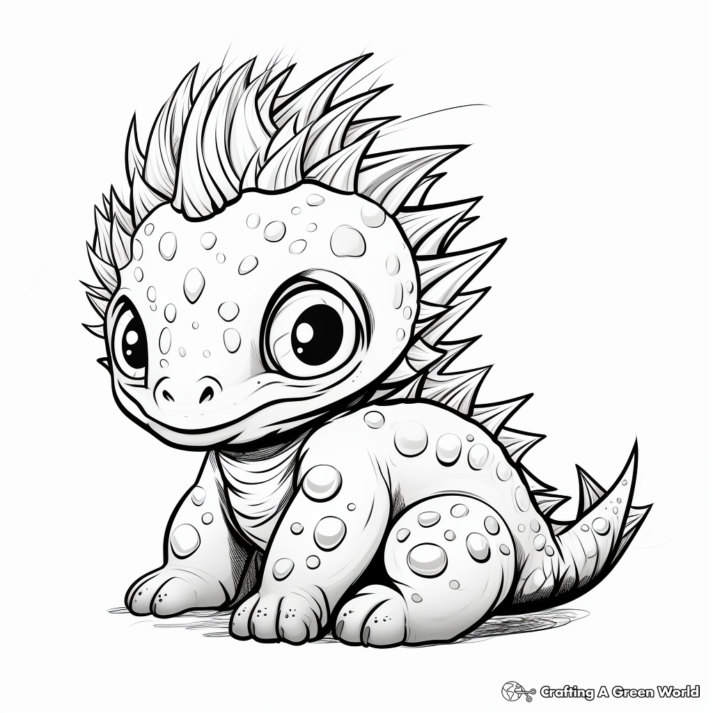 Baby Pachycephalosaurus Just Hatched Coloring Pages 4