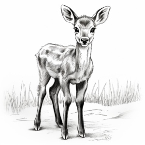 Baby Reindeer in The Snow Coloring Pages 2