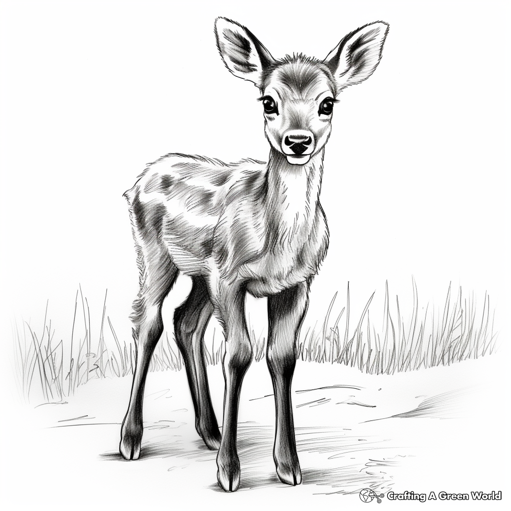 Baby Reindeer in The Snow Coloring Pages 2