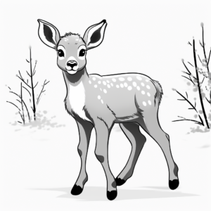 Baby Reindeer in The Snow Coloring Pages 3