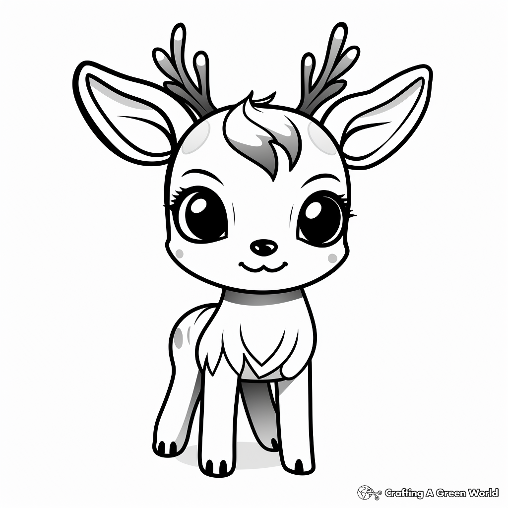 Baby Reindeer Playing with Christmas Ornaments Coloring Sheets 2