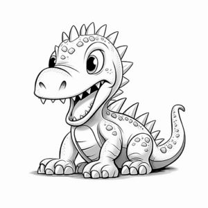 Baby Spinosaurus and Baby T-Rex Cute Coloring Pages 1