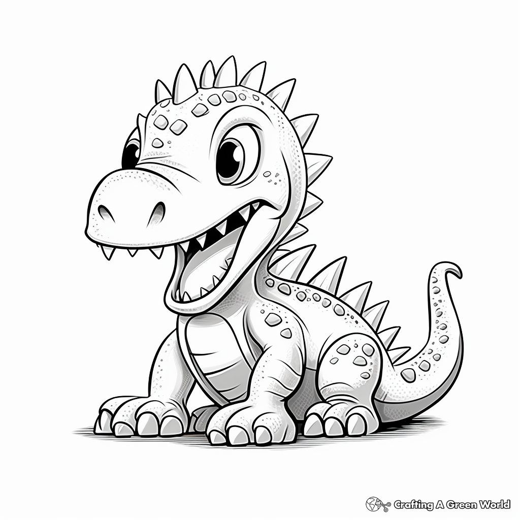 Baby Spinosaurus and Baby T-Rex Cute Coloring Pages 1