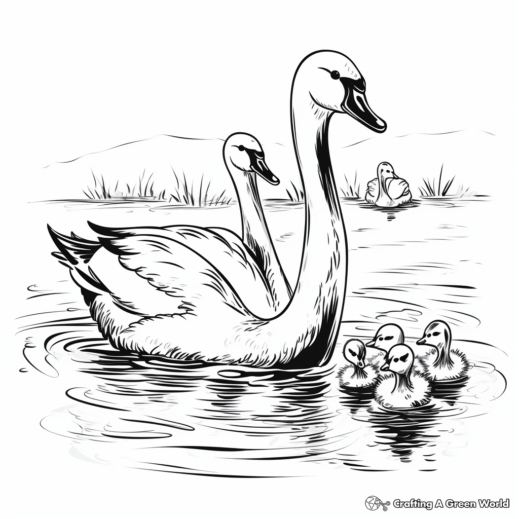 Baby Swan (Cygnets) Coloring Pages for Children 1