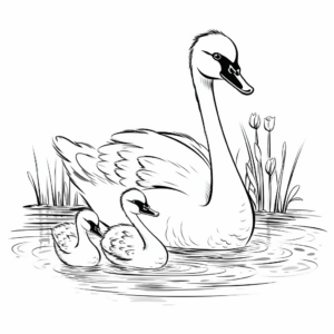 Baby Swan (Cygnets) Coloring Pages for Children 3