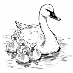 Baby Swan (Cygnets) Coloring Pages for Children 4