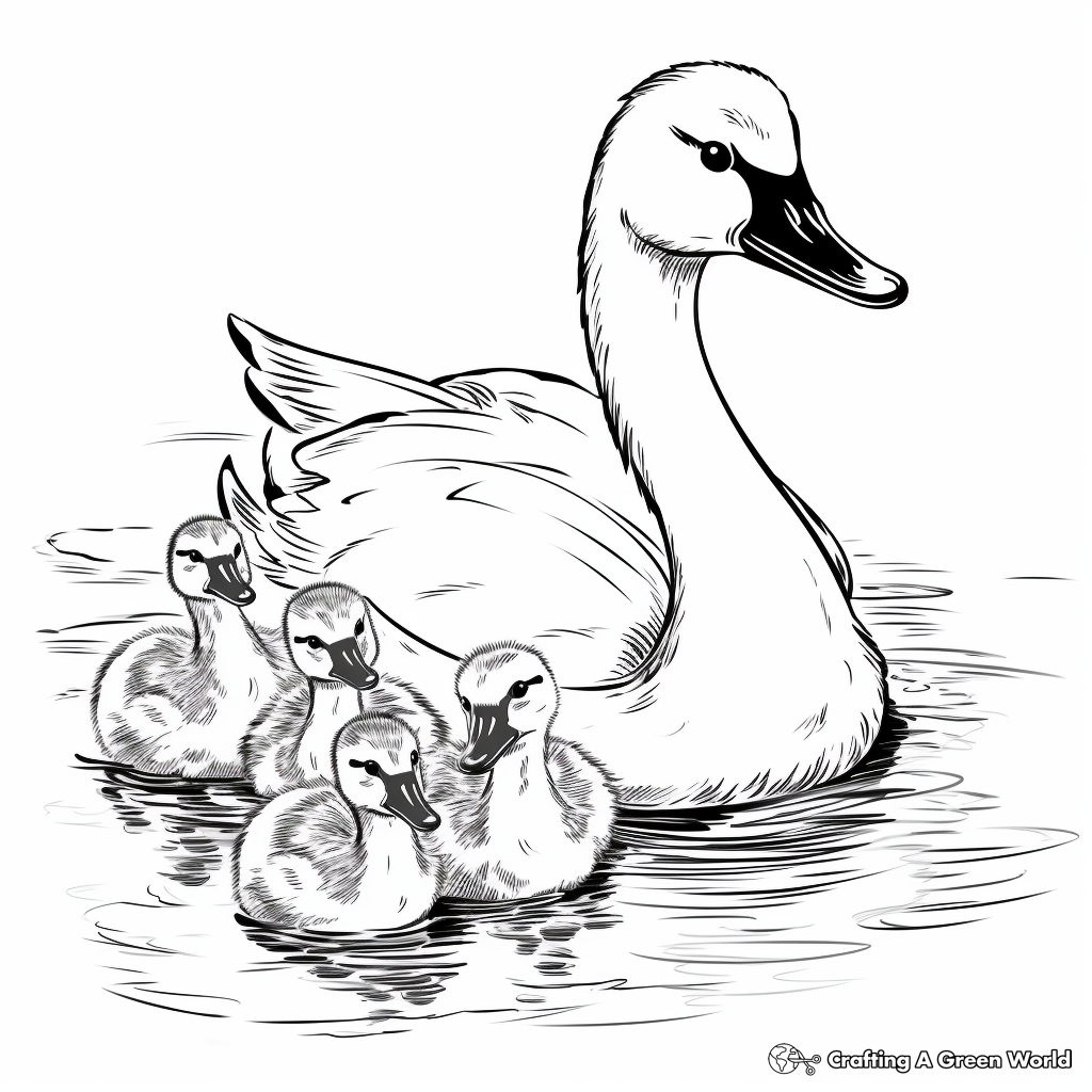 Baby Swan (Cygnets) Coloring Pages for Children 4