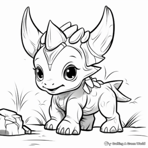 Baby Triceratops Arrival: A Cute Coloring Page 1