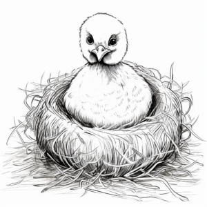Baby Turkey in its Nest Coloring Pages 1