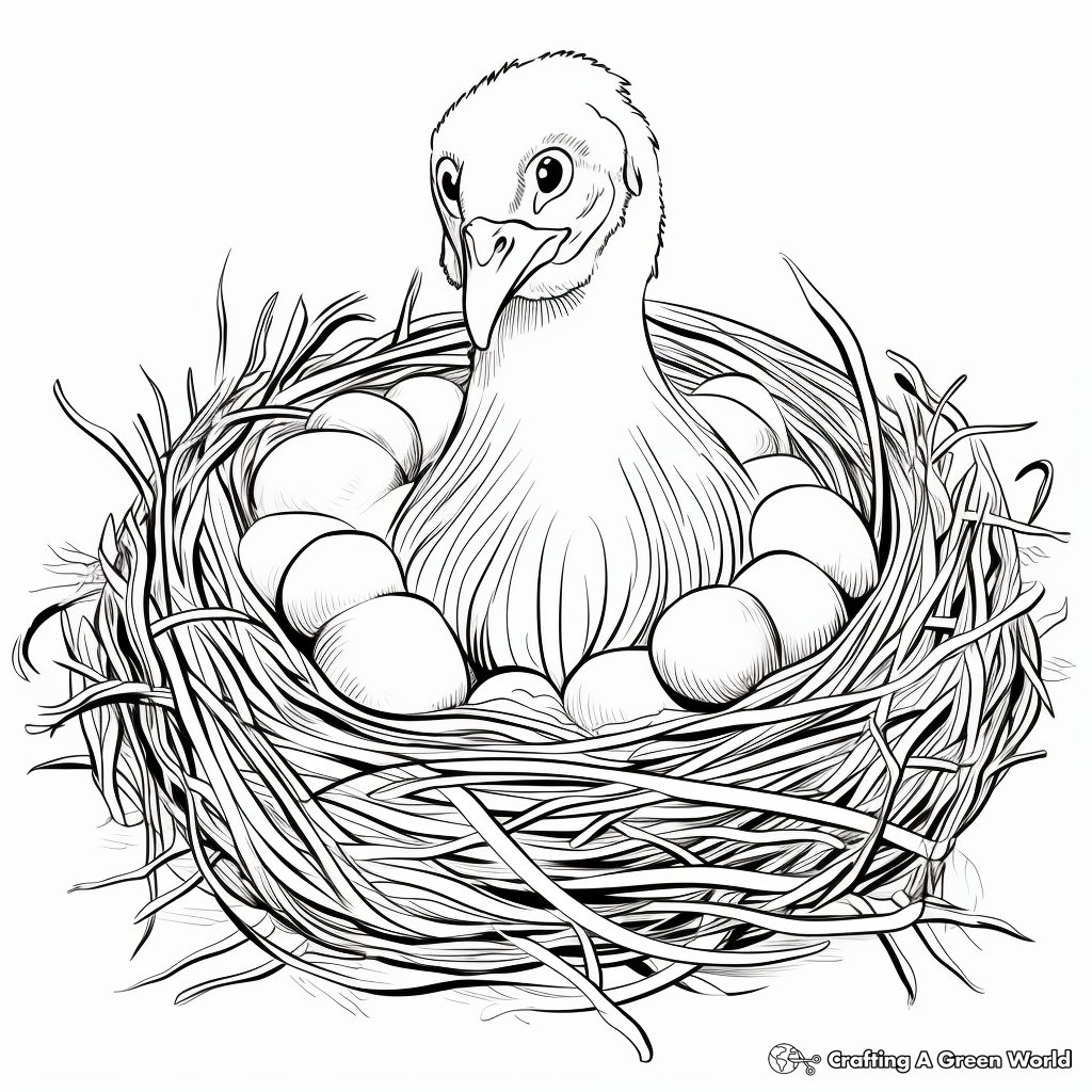 Baby Turkey in its Nest Coloring Pages 2