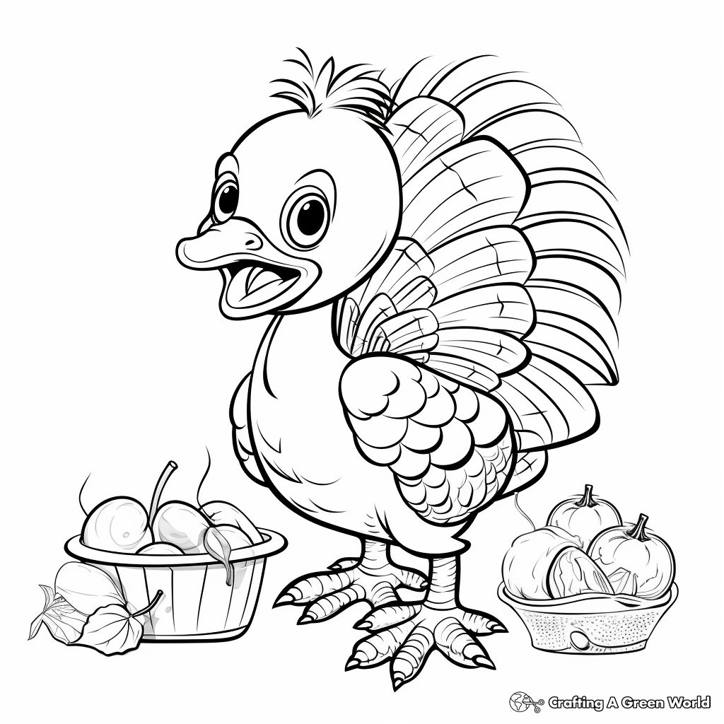 Baby Turkey With Thanksgiving Cornucopia Coloring Page 4