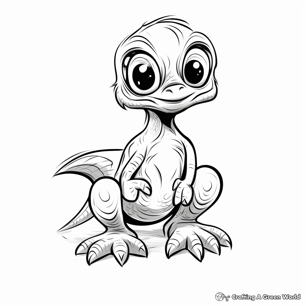 Baby Velociraptor Coloring Pages for Children 3