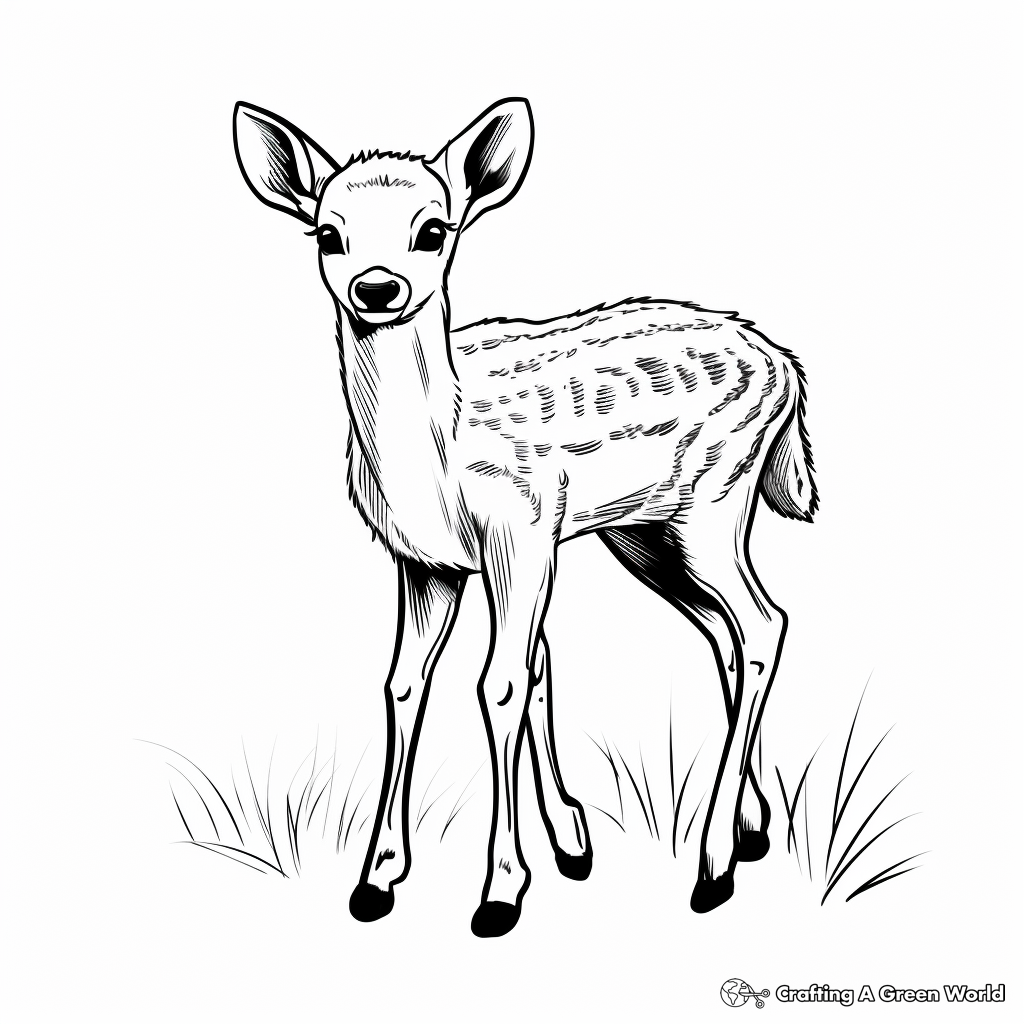Baby White Tailed Deer: Cute and Cuddly Coloring Page 2
