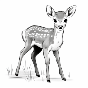 Baby White Tailed Deer: Cute and Cuddly Coloring Page 4