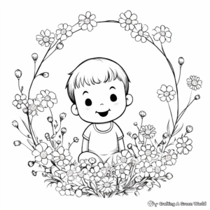 Baby's Breath Flower Wreath Coloring Pages 1