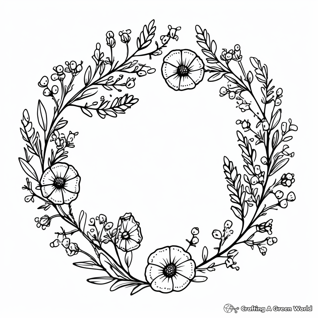 Baby's Breath Flower Wreath Coloring Pages 3
