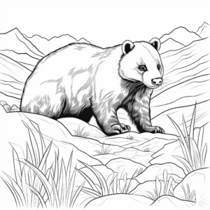 Badger in the Wild: Nature-Scene Coloring Pages 1