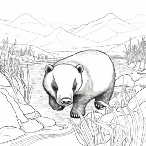 Badger in the Wild: Nature-Scene Coloring Pages 3