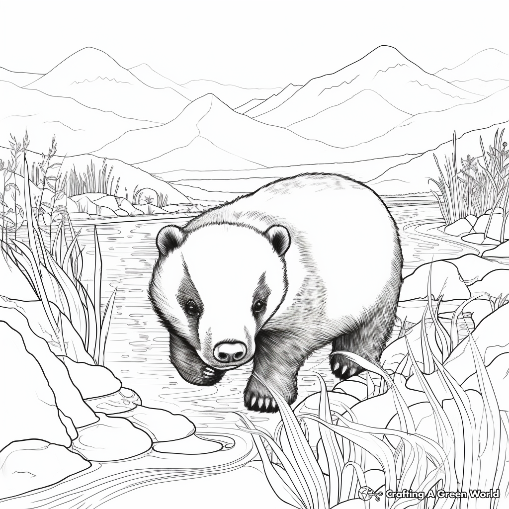 Badger in the Wild: Nature-Scene Coloring Pages 3