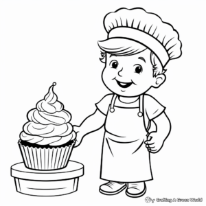 Baker's Delight: Piping Bag and Cupcake Coloring Pages 2
