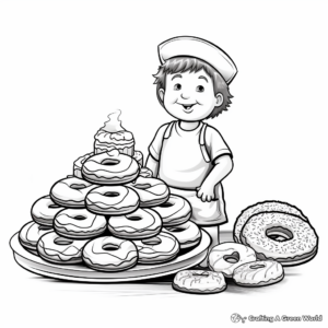 Baker's Dozen Donut Coloring Pages 1
