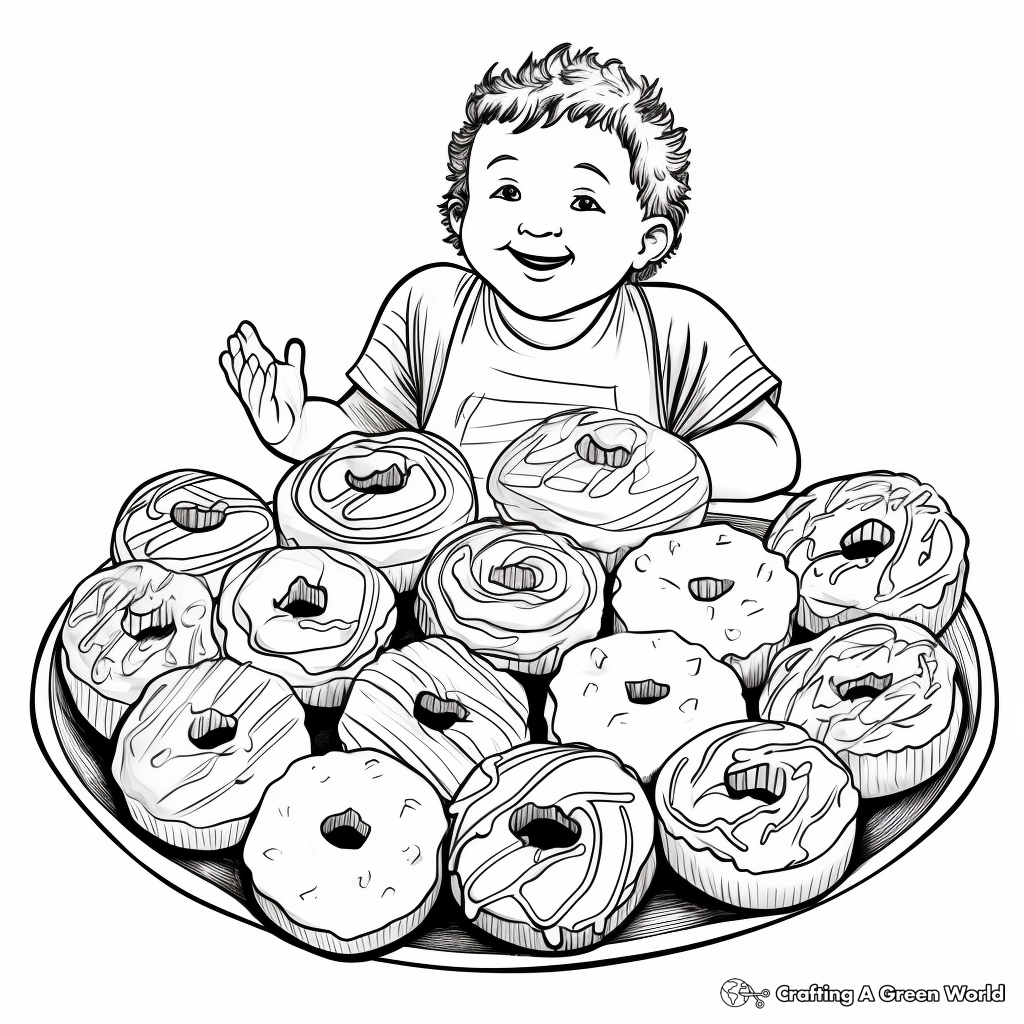 Baker's Dozen Donut Coloring Pages 4