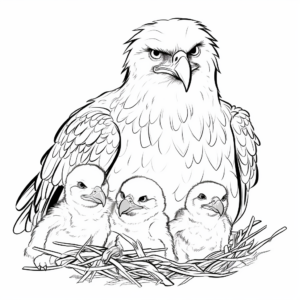 Bald Eagle Family Coloring Page 1