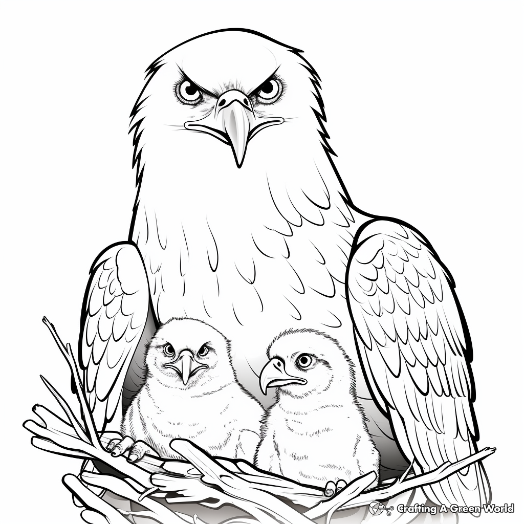Bald Eagle Family Coloring Page 2