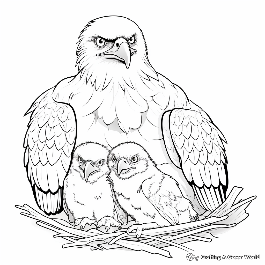 Bald Eagle Family Coloring Page 3
