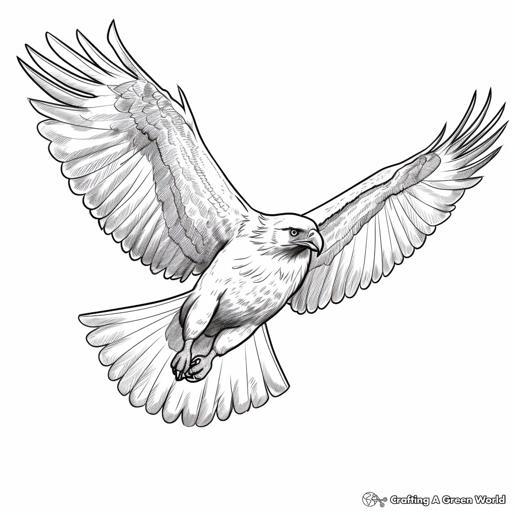 Bald Eagle in Flight Coloring Pages 1