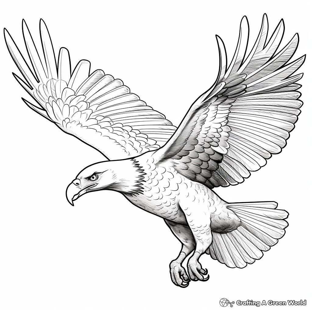Bald Eagle in Flight Coloring Pages 2
