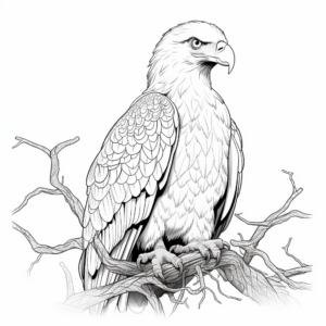 Bald Eagle in Habitat Coloring Page 1