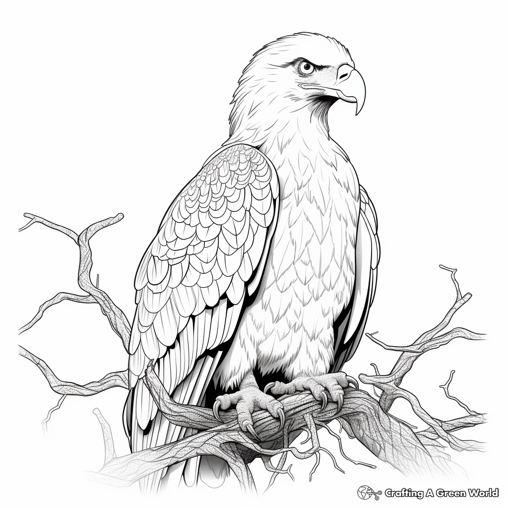 Bald Eagle in Habitat Coloring Page 1