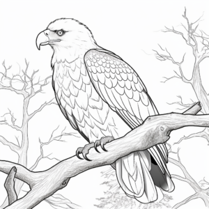 Bald Eagle in Habitat Coloring Page 2
