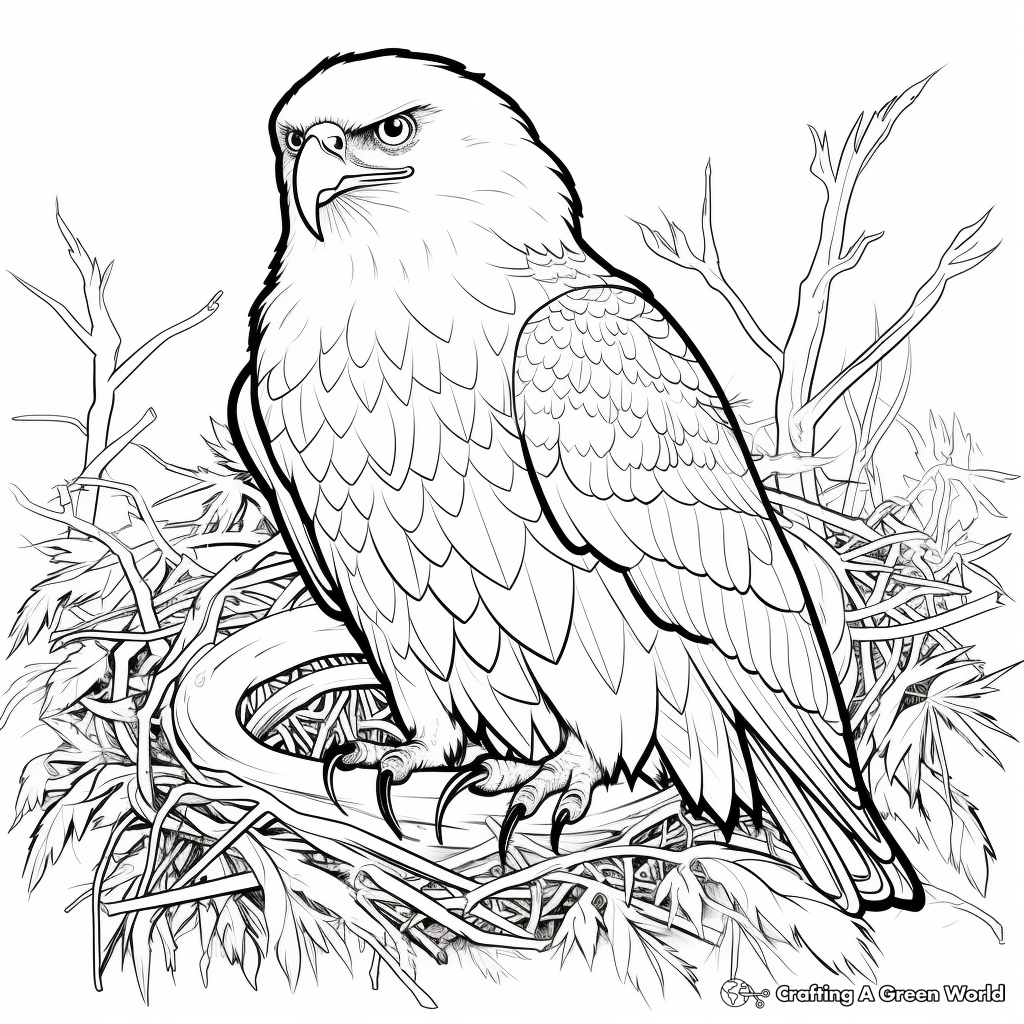 Bald Eagle in Habitat Coloring Page 3
