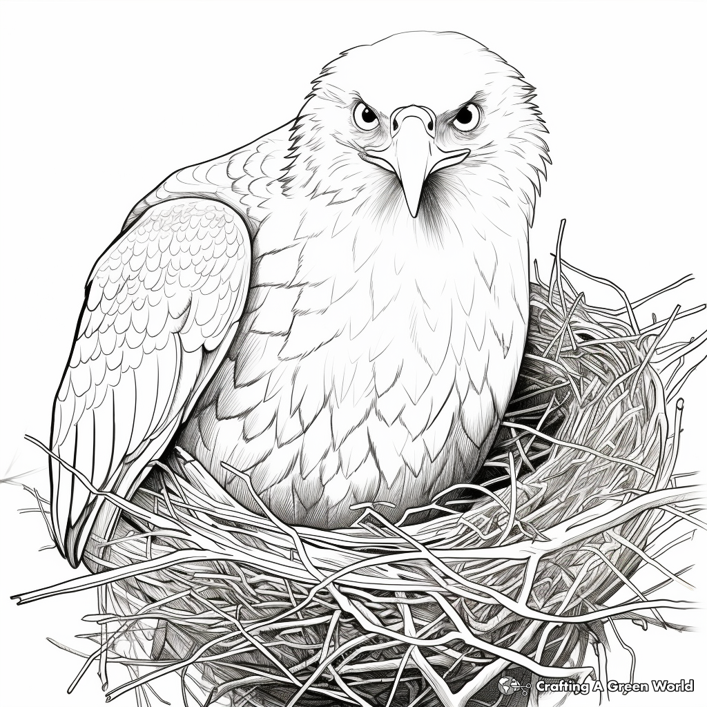 Bald Eagle Nest Coloring Sheet 1